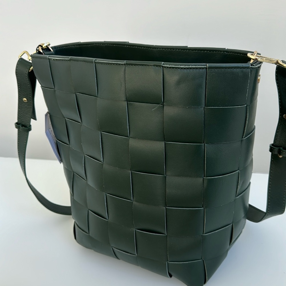New Viola Castellani Dark Green Large Bucket Bag Purse Crossbody.